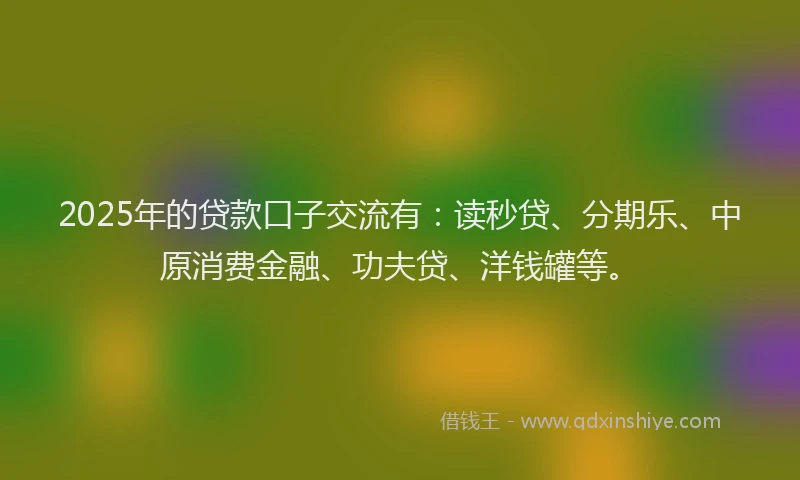 2025年的贷款口子交流有：读秒贷、分期乐、中原消费金融、功夫贷、洋钱罐等。