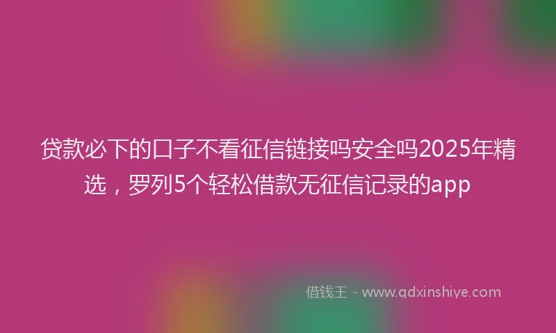 贷款必下的口子不看征信链接吗安全吗2025年精选，罗列5个轻松借款无征信记录的app