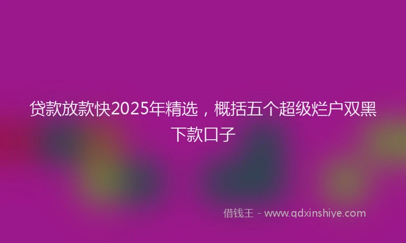 贷款放款快2025年精选，概括五个超级烂户双黑下款口子