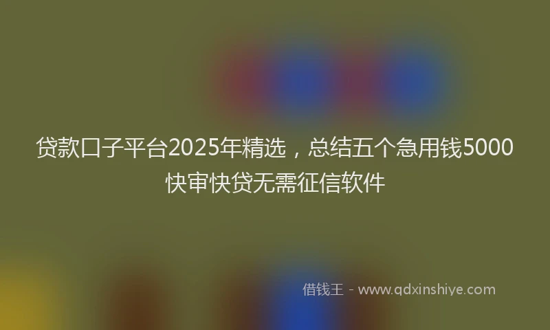 贷款口子平台2025年精选，总结五个急用钱5000快审快贷无需征信软件