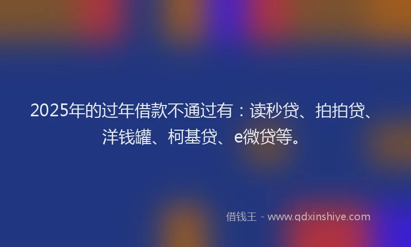 2025年的过年借款不通过有：读秒贷、拍拍贷、洋钱罐、柯基贷、e微贷等。