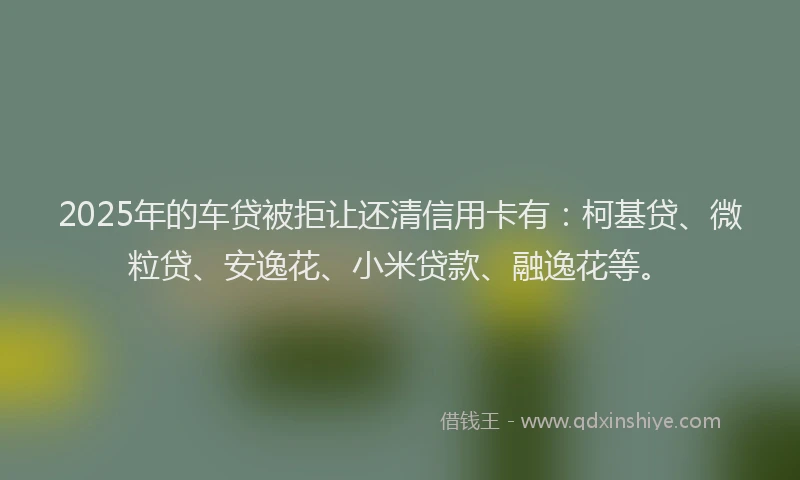 2025年的车贷被拒让还清信用卡有：柯基贷、微粒贷、安逸花、小米贷款、融逸花等。