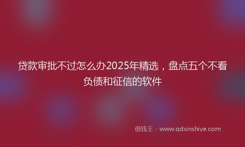 贷款审批不过怎么办2025年精选，盘点五个不看负债和征信的软件