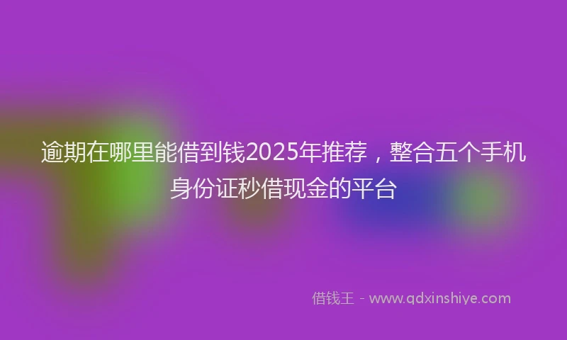 逾期在哪里能借到钱2025年推荐，整合五个手机身份证秒借现金的平台