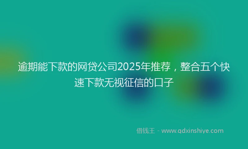 逾期能下款的网贷公司2025年推荐，整合五个快速下款无视征信的口子