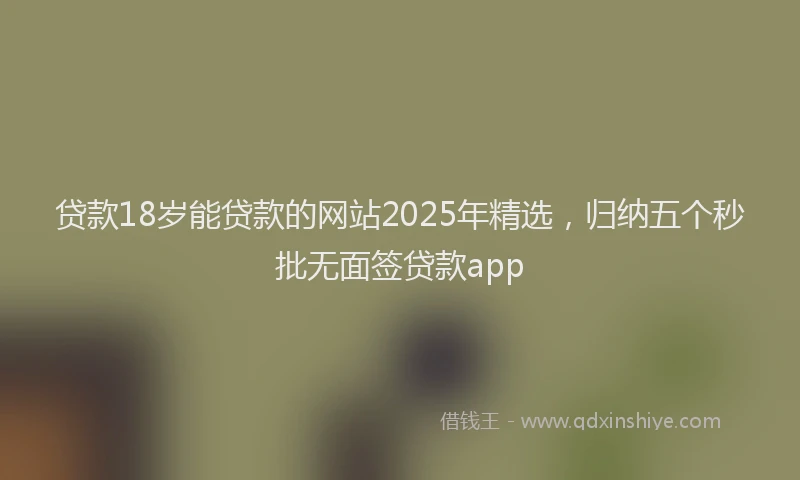 贷款18岁能贷款的网站2025年精选，归纳五个秒批无面签贷款app