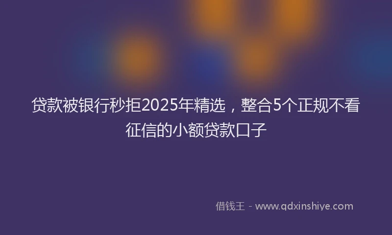 贷款被银行秒拒2025年精选，整合5个正规不看征信的小额贷款口子