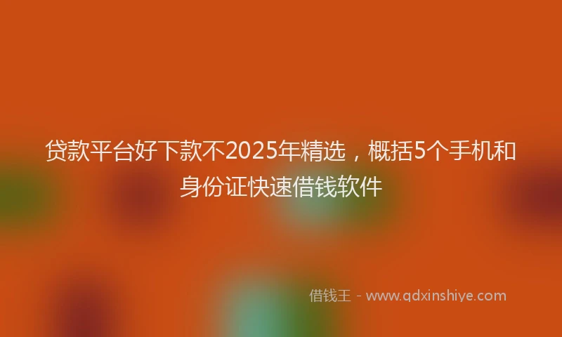 贷款平台好下款不2025年精选，概括5个手机和身份证快速借钱软件