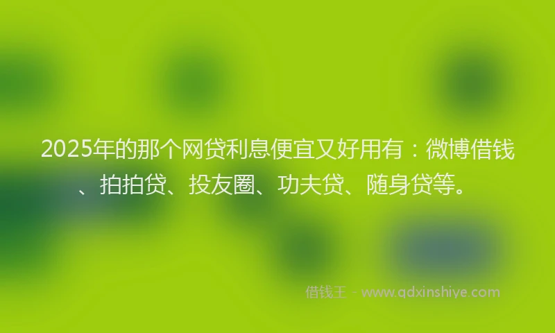 2025年的那个网贷利息便宜又好用有：微博借钱、拍拍贷、投友圈、功夫贷、随身贷等。