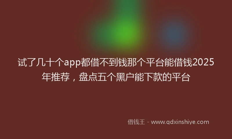 试了几十个app都借不到钱那个平台能借钱2025年推荐，盘点五个黑户能下款的平台