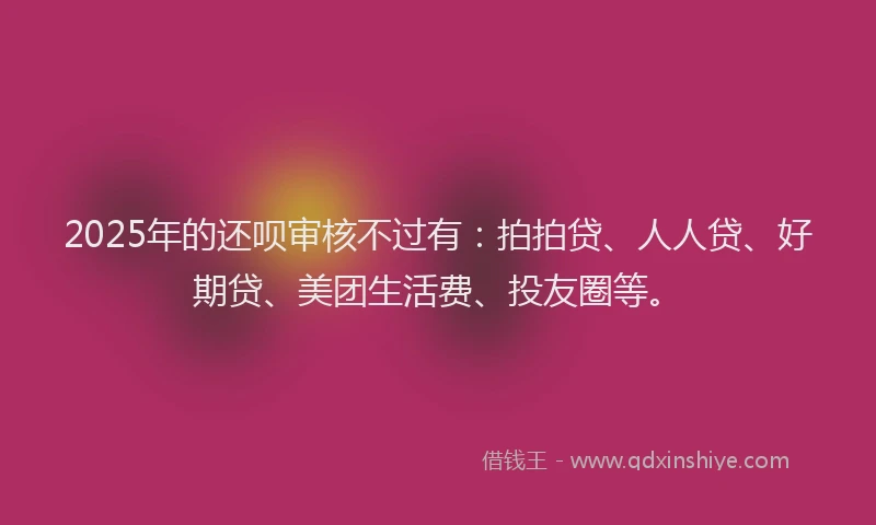 2025年的还呗审核不过有：拍拍贷、人人贷、好期贷、美团生活费、投友圈等。