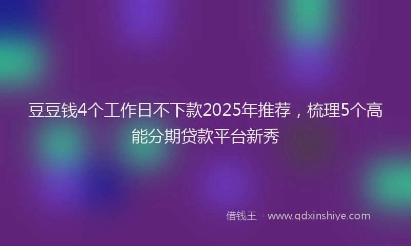 豆豆钱4个工作日不下款2025年推荐，梳理5个高能分期贷款平台新秀