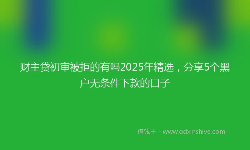 财主贷初审被拒的有吗2025年精选，分享5个黑户无条件下款的口子