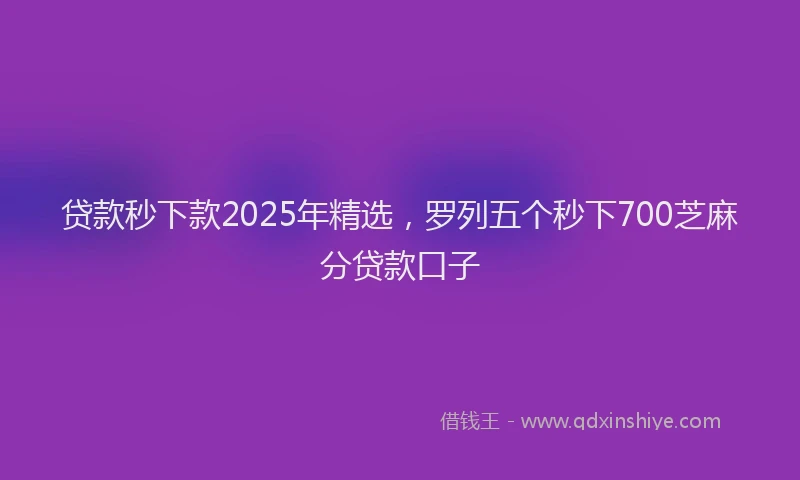 贷款秒下款2025年精选，罗列五个秒下700芝麻分贷款口子