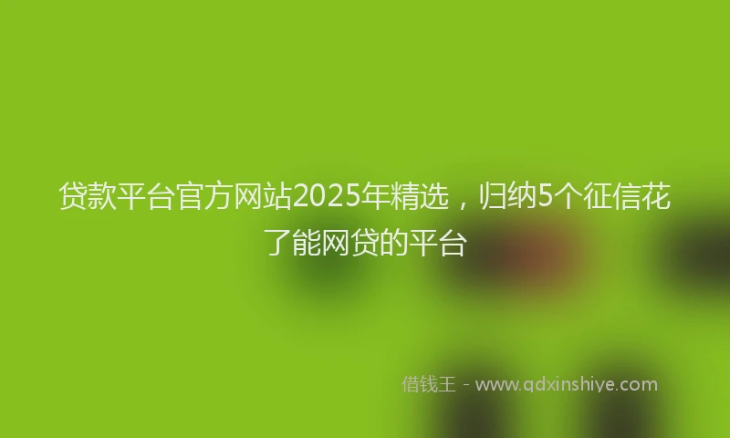 贷款平台官方网站2025年精选，归纳5个征信花了能网贷的平台
