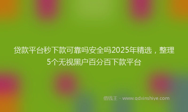 贷款平台秒下款可靠吗安全吗2025年精选，整理5个无视黑户百分百下款平台