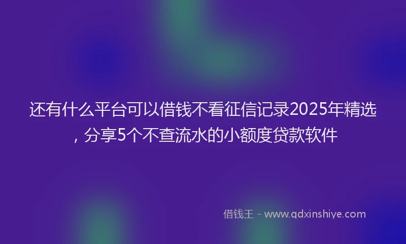 还有什么平台可以借钱不看征信记录2025年精选，分享5个不查流水的小额度贷款软件