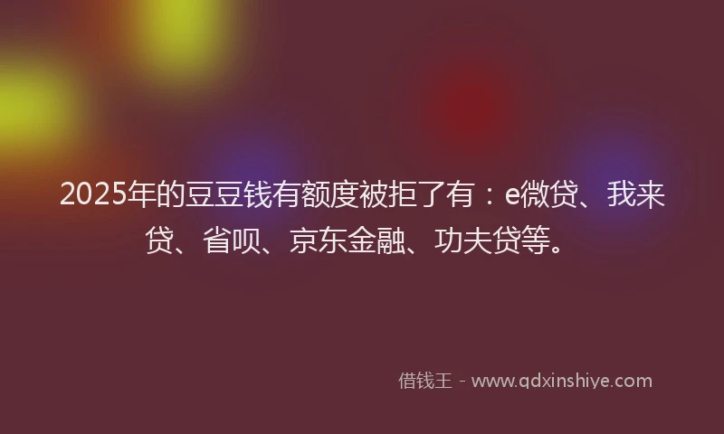 2025年的豆豆钱有额度被拒了有：e微贷、我来贷、省呗、京东金融、功夫贷等。