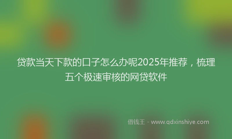 贷款当天下款的口子怎么办呢2025年推荐，梳理五个极速审核的网贷软件