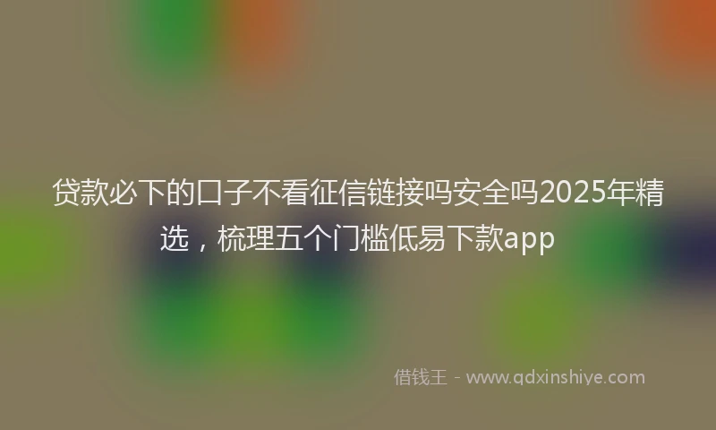贷款必下的口子不看征信链接吗安全吗2025年精选，梳理五个门槛低易下款app
