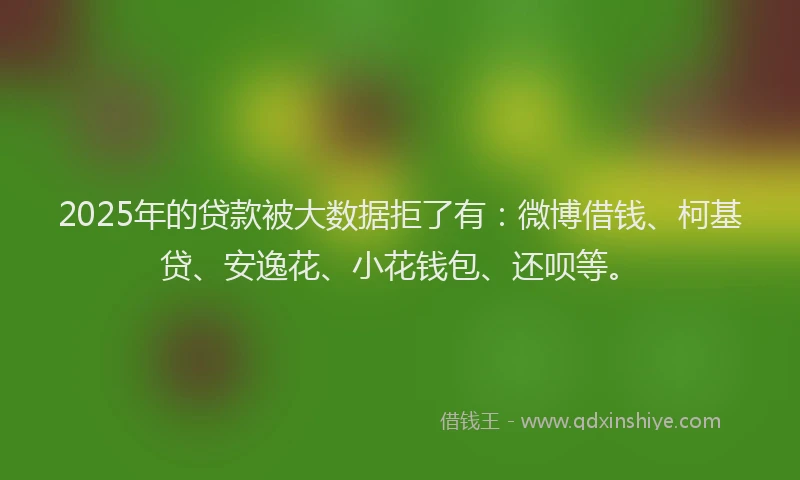 2025年的贷款被大数据拒了有：微博借钱、柯基贷、安逸花、小花钱包、还呗等。