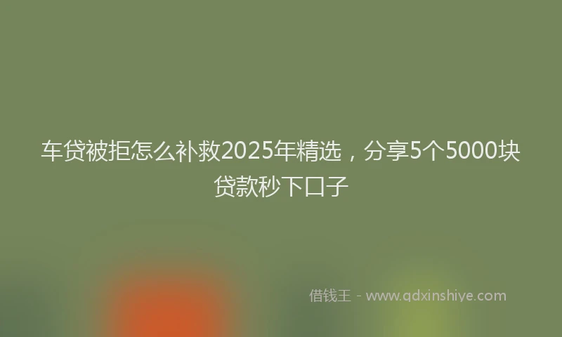 车贷被拒怎么补救2025年精选，分享5个5000块贷款秒下口子