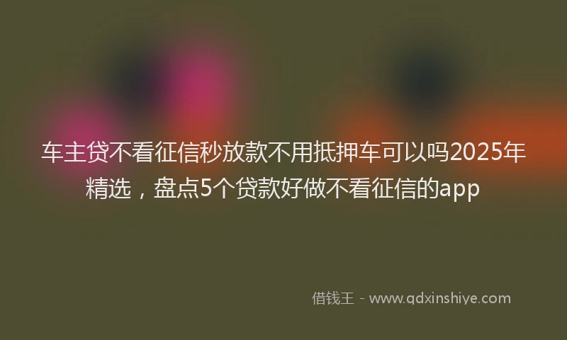 车主贷不看征信秒放款不用抵押车可以吗2025年精选，盘点5个贷款好做不看征信的app