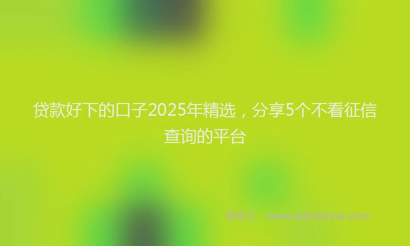 贷款好下的口子2025年精选，分享5个不看征信查询的平台