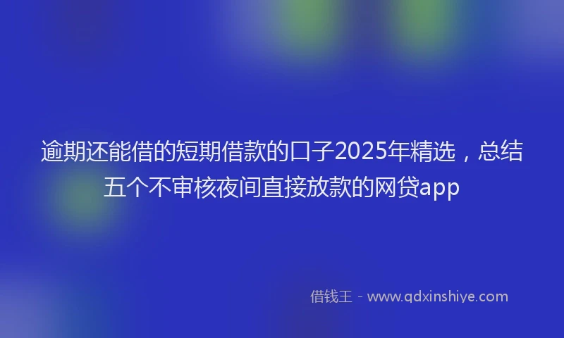 逾期还能借的短期借款的口子2025年精选，总结五个不审核夜间直接放款的网贷app