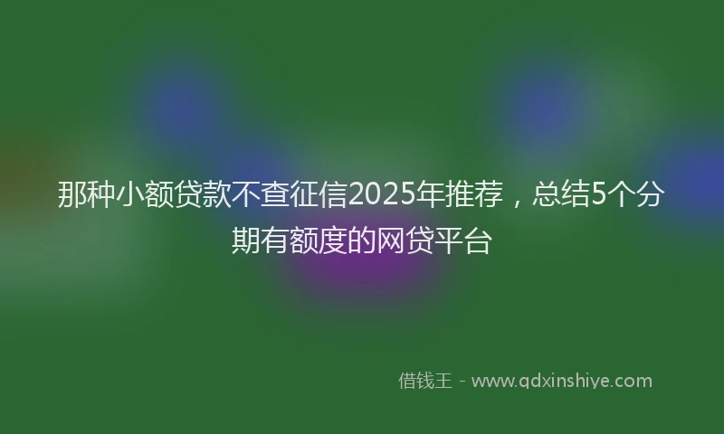 那种小额贷款不查征信2025年推荐，总结5个分期有额度的网贷平台