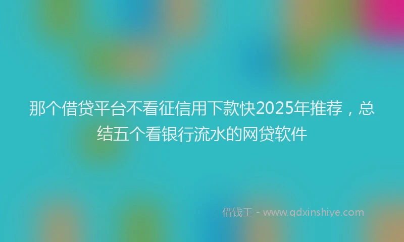 那个借贷平台不看征信用下款快2025年推荐，总结五个看银行流水的网贷软件