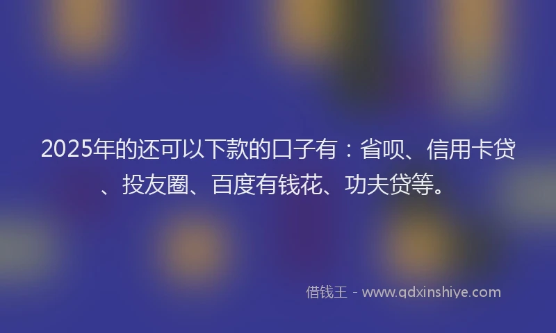 2025年的还可以下款的口子有：省呗、信用卡贷、投友圈、百度有钱花、功夫贷等。