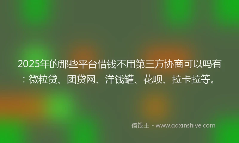 2025年的那些平台借钱不用第三方协商可以吗有：微粒贷、团贷网、洋钱罐、花呗、拉卡拉等。