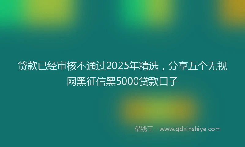 贷款已经审核不通过2025年精选，分享五个无视网黑征信黑5000贷款口子
