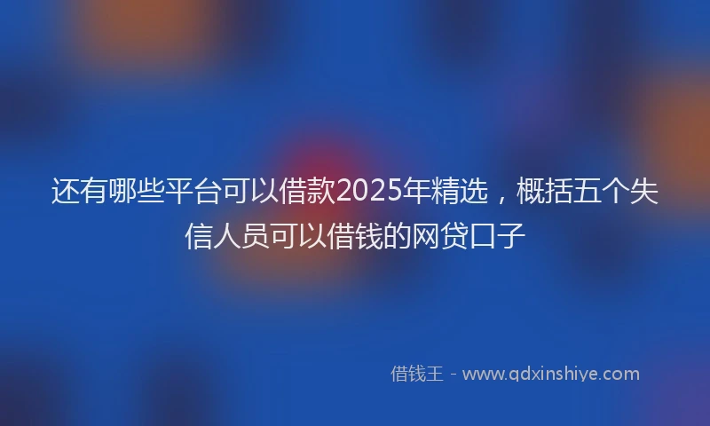 还有哪些平台可以借款2025年精选，概括五个失信人员可以借钱的网贷口子