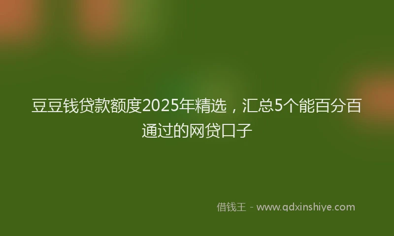 豆豆钱贷款额度2025年精选，汇总5个能百分百通过的网贷口子