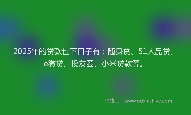 2025年的贷款包下口子有：随身贷、51人品贷、e微贷、投友圈、小米贷款等。