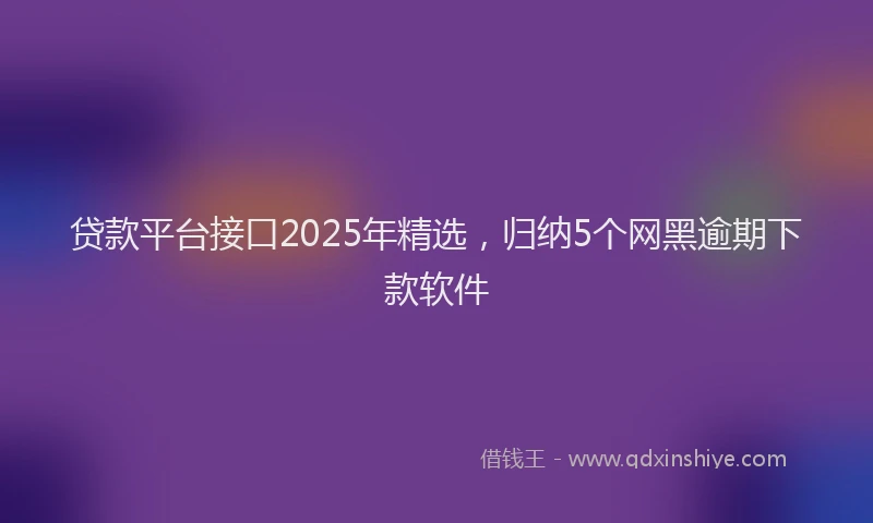 贷款平台接口2025年精选，归纳5个网黑逾期下款软件