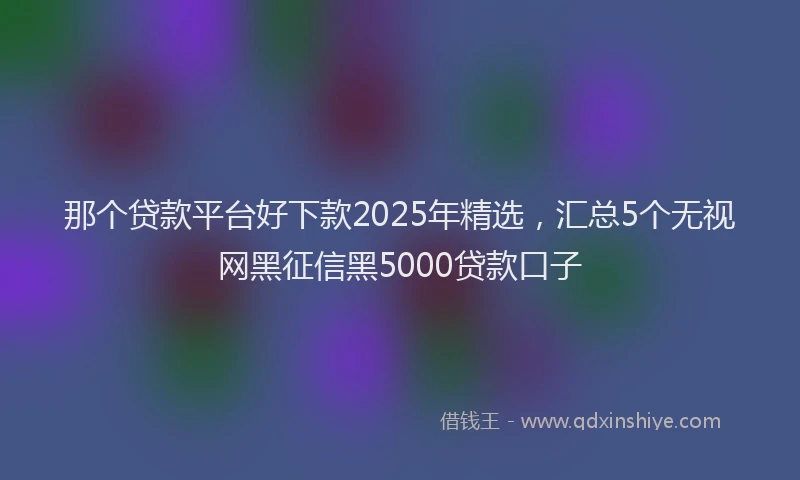 那个贷款平台好下款2025年精选，汇总5个无视网黑征信黑5000贷款口子