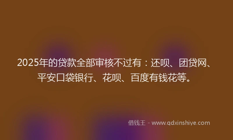 2025年的贷款全部审核不过有：还呗、团贷网、平安口袋银行、花呗、百度有钱花等。