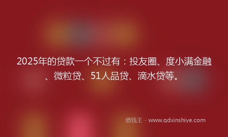 2025年的贷款一个不过有：投友圈、度小满金融、微粒贷、51人品贷、滴水贷等。