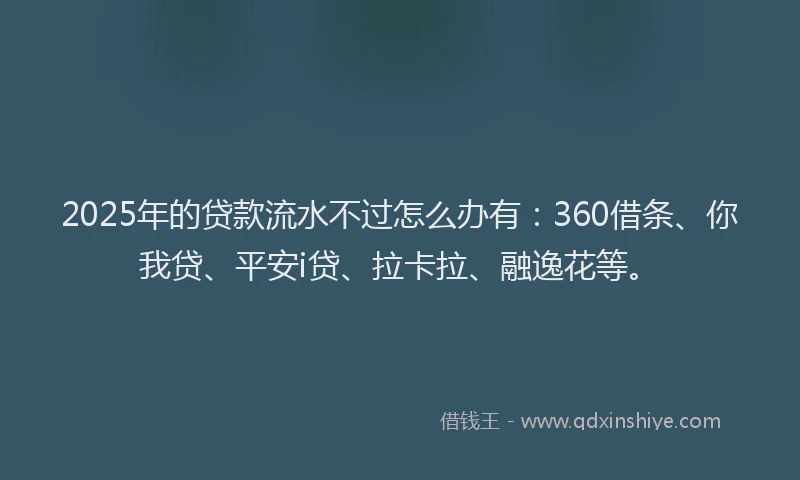 2025年的贷款流水不过怎么办有：360借条、你我贷、平安i贷、拉卡拉、融逸花等。