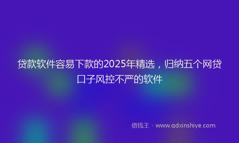 贷款软件容易下款的2025年精选，归纳五个网贷口子风控不严的软件
