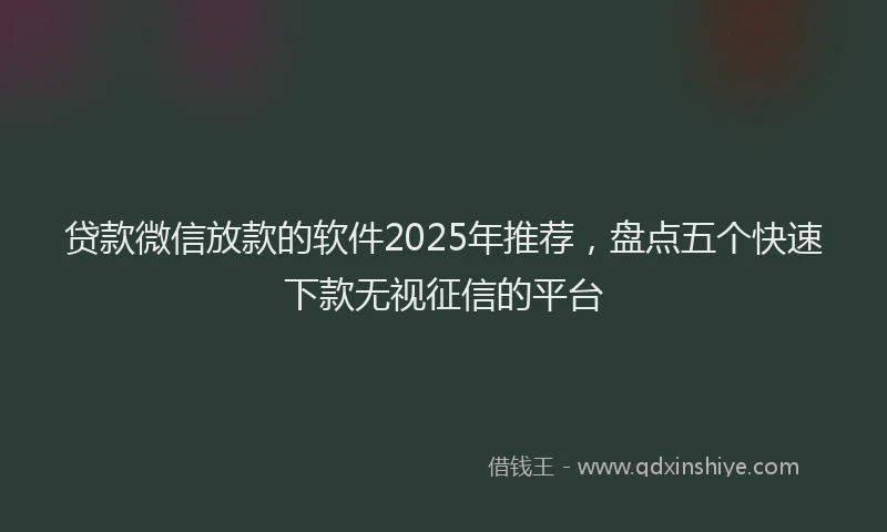 贷款微信放款的软件2025年推荐，盘点五个快速下款无视征信的平台