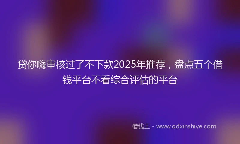 贷你嗨审核过了不下款2025年推荐，盘点五个借钱平台不看综合评估的平台