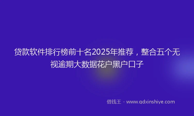 贷款软件排行榜前十名2025年推荐，整合五个无视逾期大数据花户黑户口子