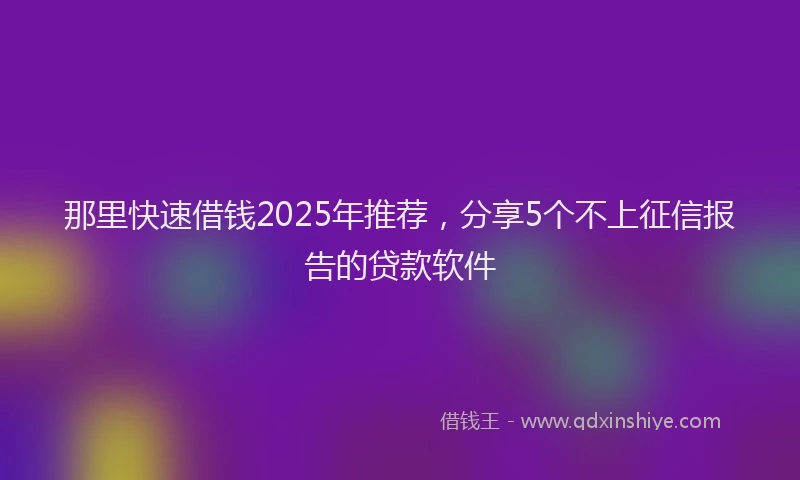 那里快速借钱2025年推荐，分享5个不上征信报告的贷款软件