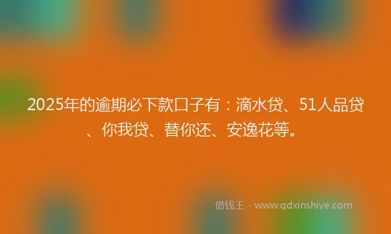 2025年的逾期必下款口子有：滴水贷、51人品贷、你我贷、替你还、安逸花等。