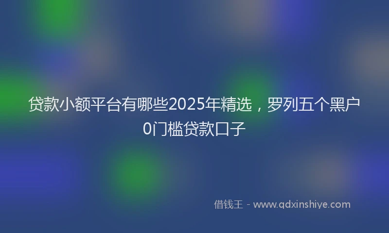 贷款小额平台有哪些2025年精选，罗列五个黑户0门槛贷款口子