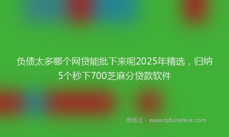 负债太多哪个网贷能批下来呢2025年精选，归纳5个秒下700芝麻分贷款软件